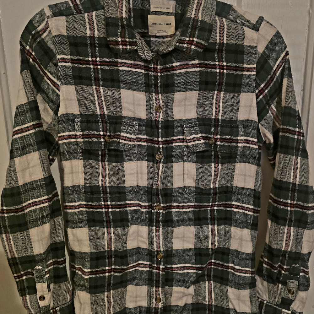 American Eagle Womens Plaid Flannel Shirt